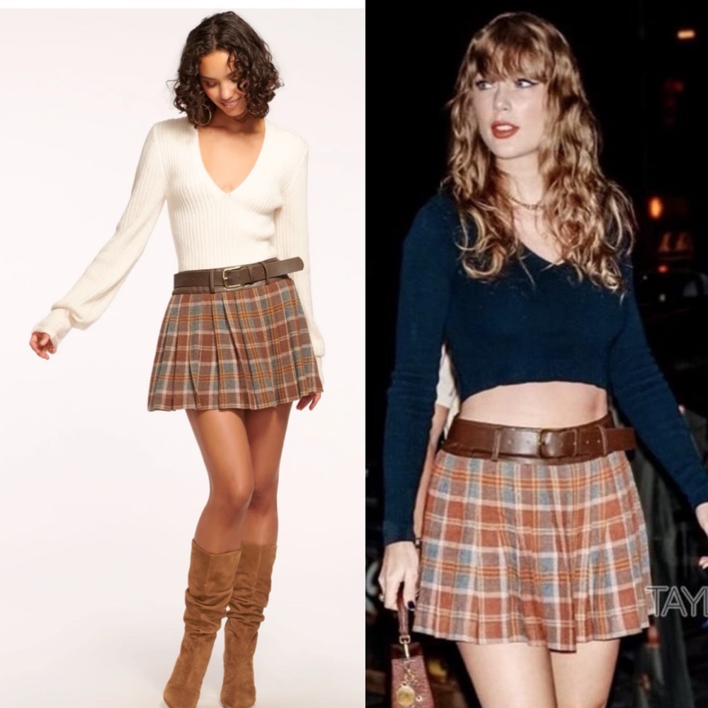 NWT Ramy Brook ASO Taylor Swift Derrick Pleated Belted Plaid Mini Skirt $365 8